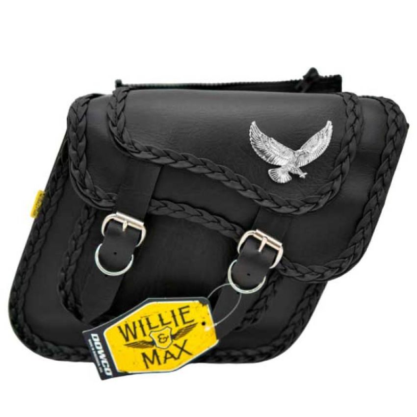 Willie & Max 58708-20 Universal Black Magic Compact Slant Saddlebags (12 in L x 9.5 in W x 5.5 in H) - Black