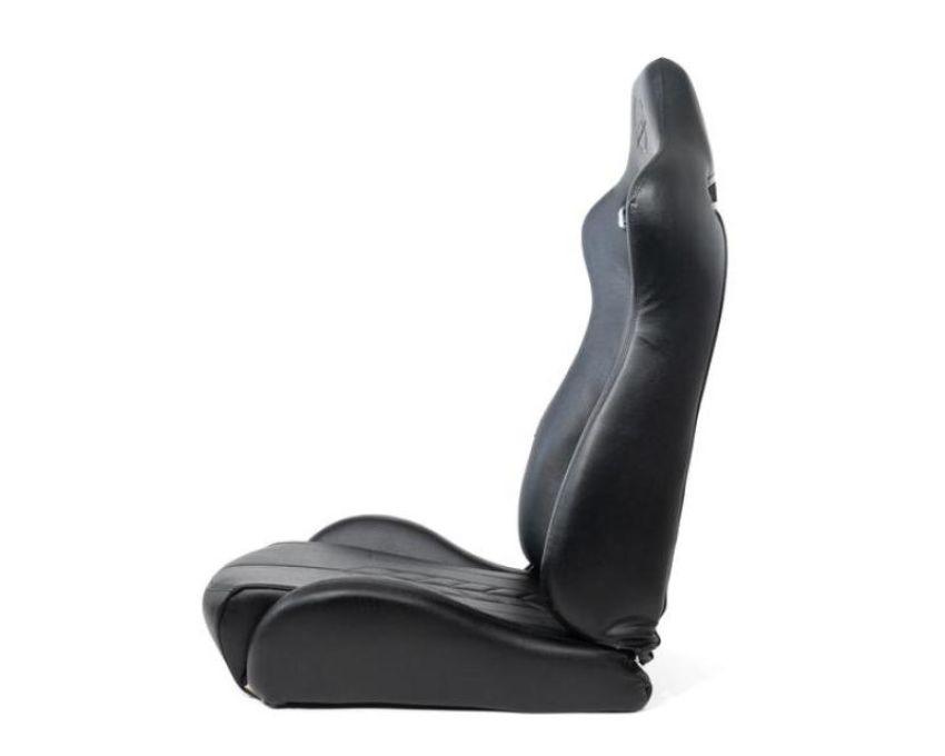 NRG RSC-810BK L/R Reclinable Sport Seats (Pair) The Arrow Black Vinyl w/ Pressed  logo w/ Black Stitch