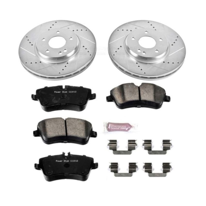 PowerStop K6702 Z23 Daily Driver Carbon-Fiber Ceramic Brake Pad and Drilled & Slotted Rotor Kit