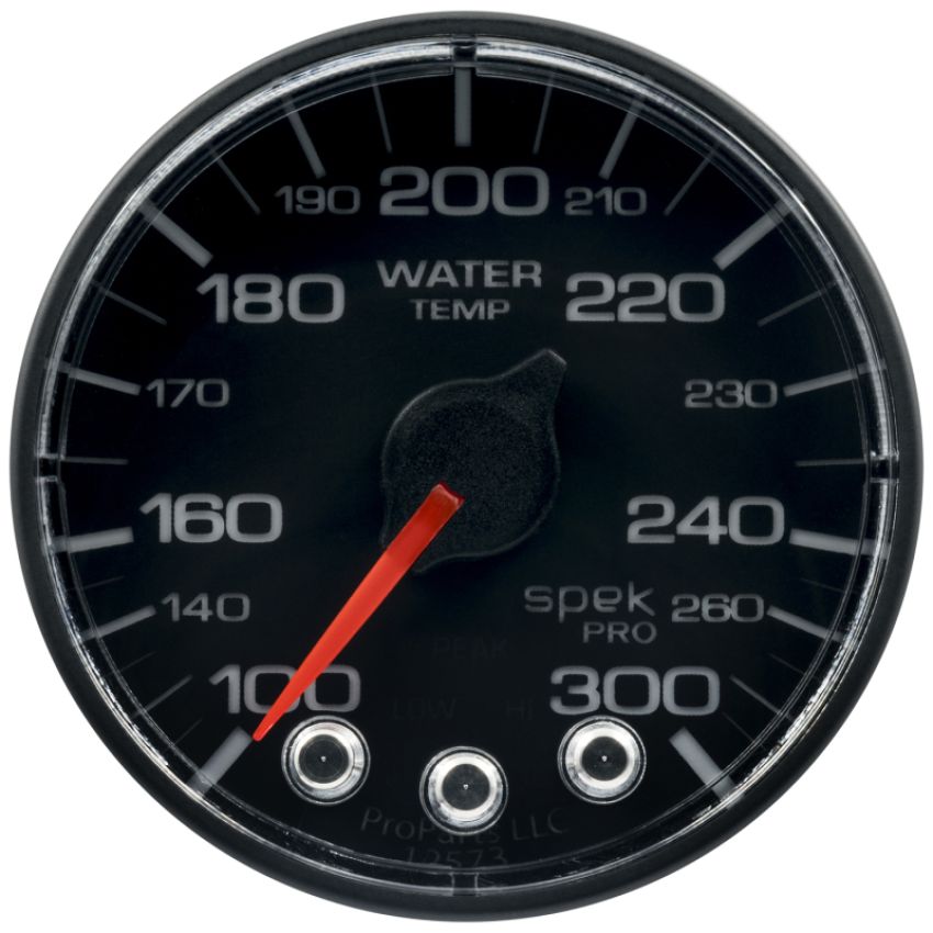 AutoMeter P346324 Spek-Pro Gauge Water Temp 2 1/16in 300f Stepper Motor W/Peak & Warn Blk/Blk