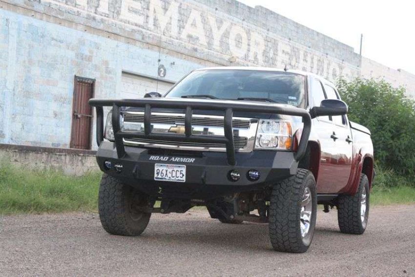 Road Armor 37702B 08-13 Chevy 1500 Stealth Front Winch Bumper w/Titan II Guard - Tex Blk