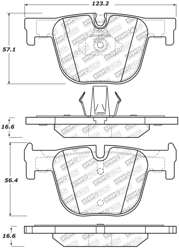 Stoptech 305.16100 Street Select Brake Pads w/Hardware - Rear