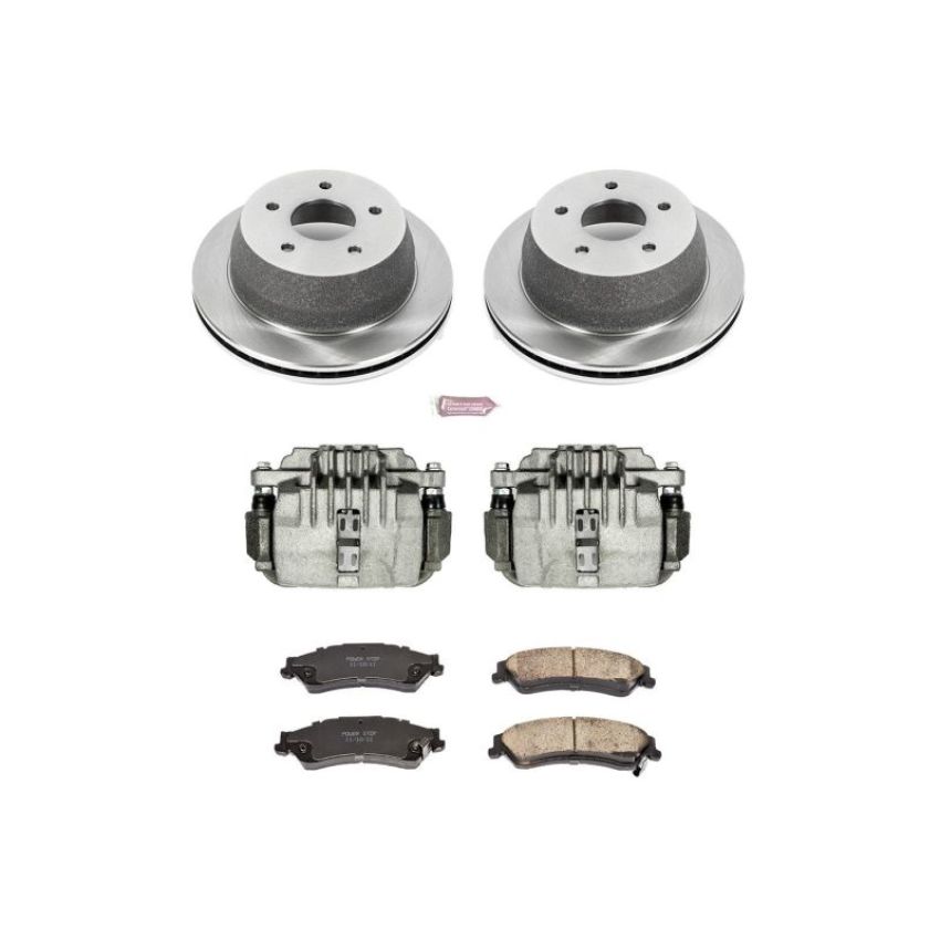 PowerStop KCOE2008 OE Stock Replacement Low-Dust Ceramic Brake Pad, Rotor and Caliper Kit