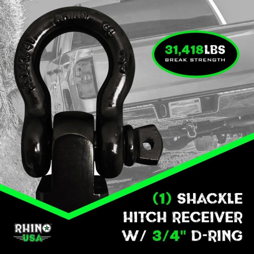 Rhino USA RG-HTHITCH2-RED Shackle Hitch Receiver W/ D-Ring (Red)