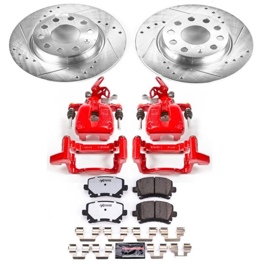 PowerStop KC5666-26 Z26 Street Performance Ceramic Brake Pad, Drilled Slotted Rotor, and Caliper Kit