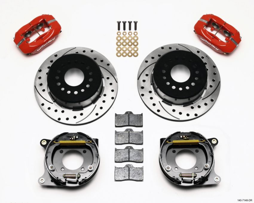Wilwood 140-7148-DR Forged Dynalite P/S Park Brake Kit Drilled Red 93-97 Camaro/Firebird