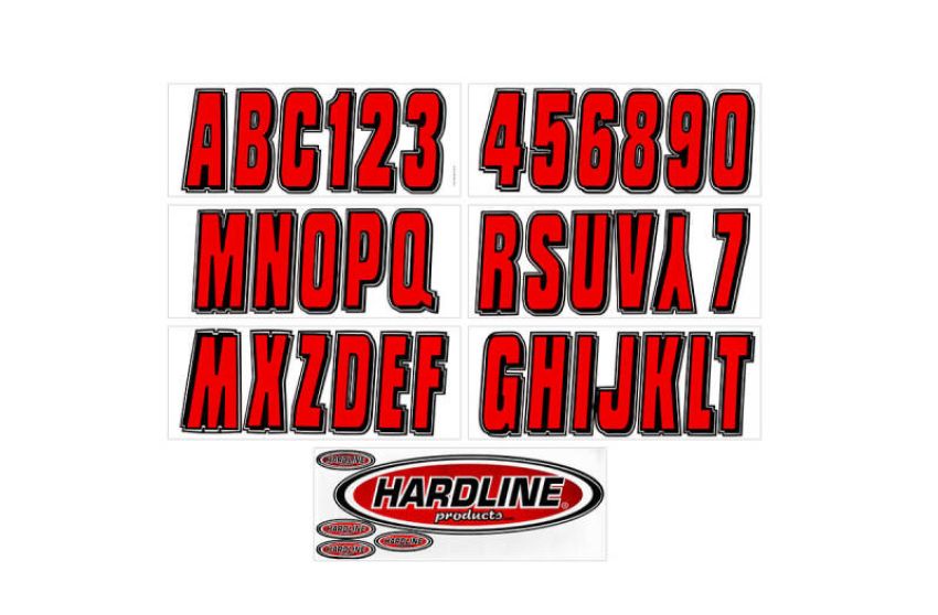 Hardline REBLK320 Boat Lettering Registration Kit 3 in. - 320 Red/Black