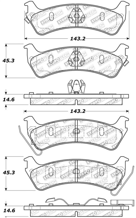 Stoptech 309.06660 Sport Brake Pads w/Shims and Hardware - Rear