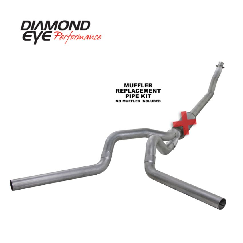 Diamond Eye Performance K4214A-RP Diamond Eye KIT 4in TB MFLR RPLCMENT PIPE DUAL AL: 94-02 DODGE CUMMINS 5.9L