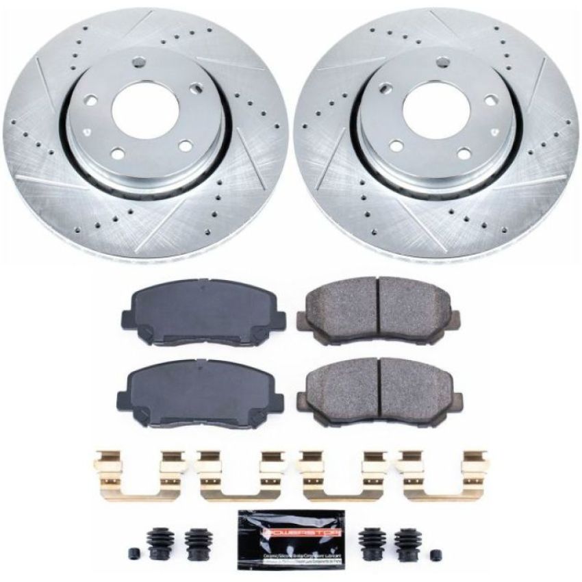PowerStop K7689 Z23 Daily Driver Carbon-Fiber Ceramic Brake Pad and Drilled & Slotted Rotor Kit