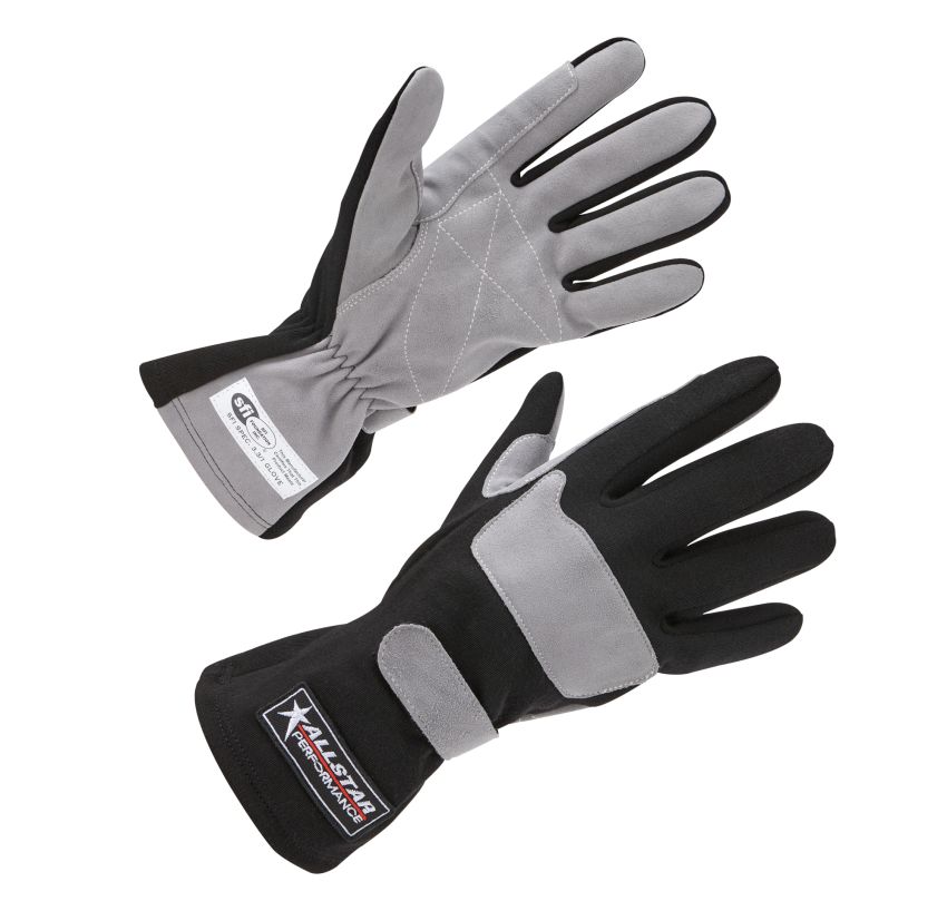 ALLSTAR PERFORMANCE ALL911011 Driving Gloves SFI 3.3/1 S/L Black/Gray Small
