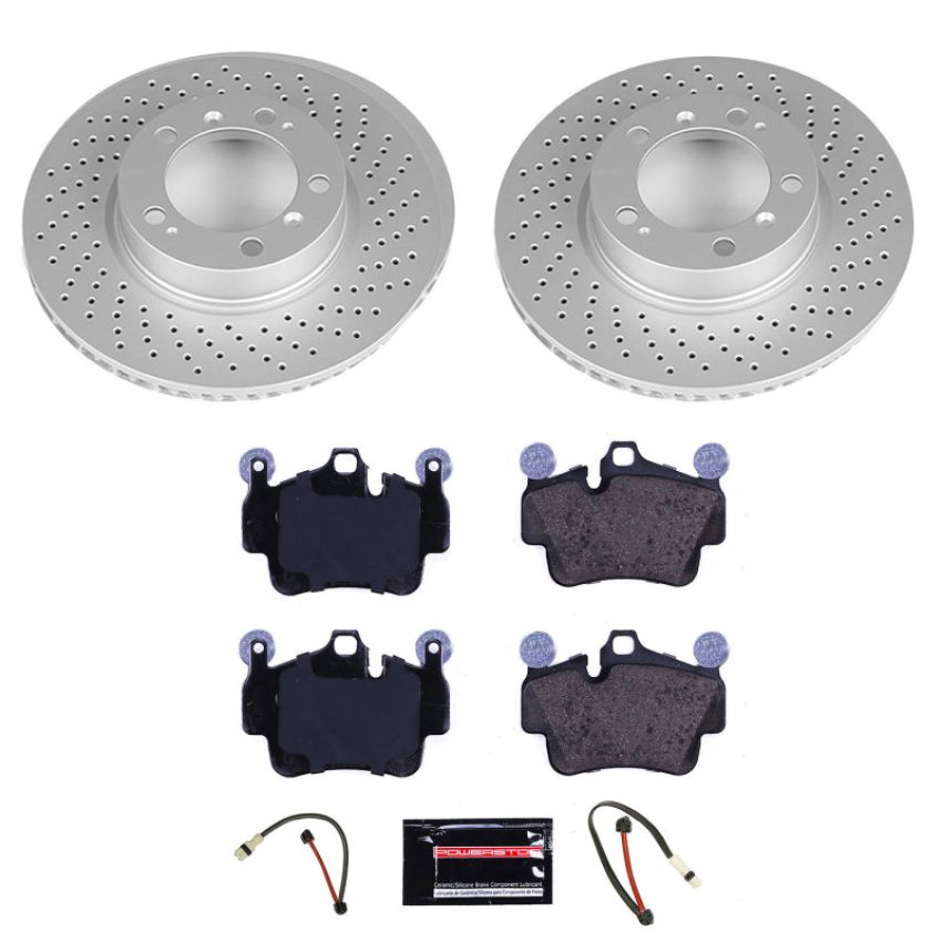 PowerStop ESK6731 Genuine Geomet Coated Rotors, ECE-R90 Brake Pads + Hardware Kit