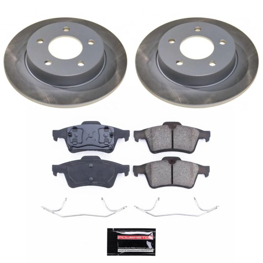 PowerStop SC124 Semi-Coated Rotor and Low-Dust Ceramic Brake Pad Kit
