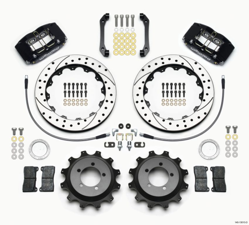 Wilwood 140-13013-D Dynapro Radial Rear Kit 12.88in Drilled 2006-2007 Subaru WRX w/Lines