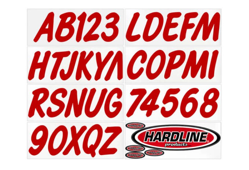 Hardline RED400EC Boat Lettering Registration Kit 3 in. - 400 Red Solid