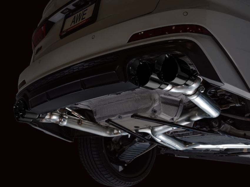 AWE Tuning 3020-43109 19-23 Audi C8 S6/S7 2.9T V6 AWD Track Edition Exhaust - Diamond Black Tips