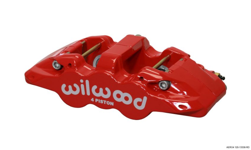 Wilwood 120-13338-RD Caliper-Aero4 - Red 1.12/1.12in Pistons 1.10in Disc