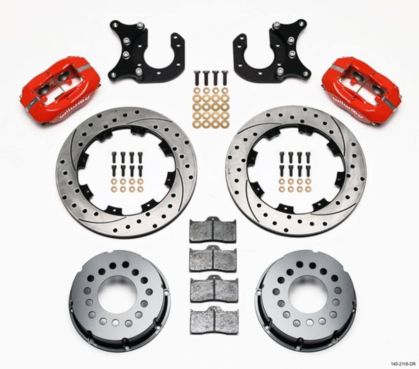 Wilwood 140-2118-DR Forged Dynalite P/S Rear Kit Drilled Red New Big Ford 2.50in Offset