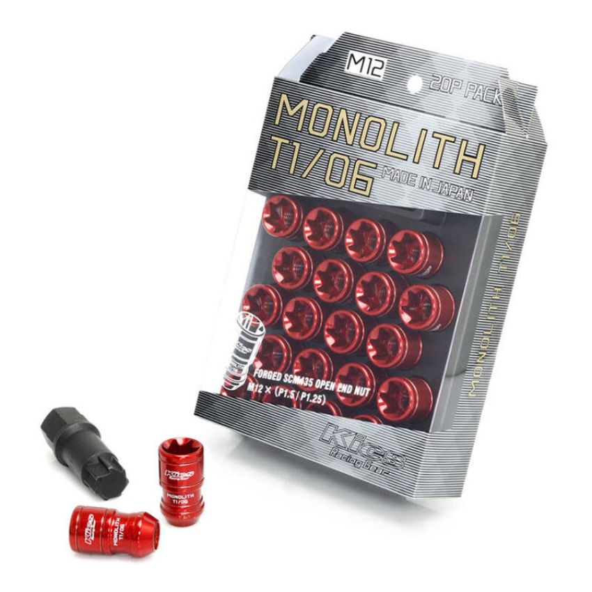 Project Kics WMN03R 12x1.25 Monolith T1/06 Lut Nut Set - Red (20 Pcs)