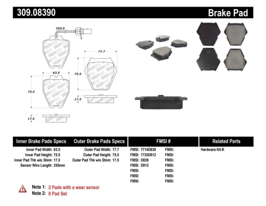 Stoptech 309.08390 Performance Brake Pads