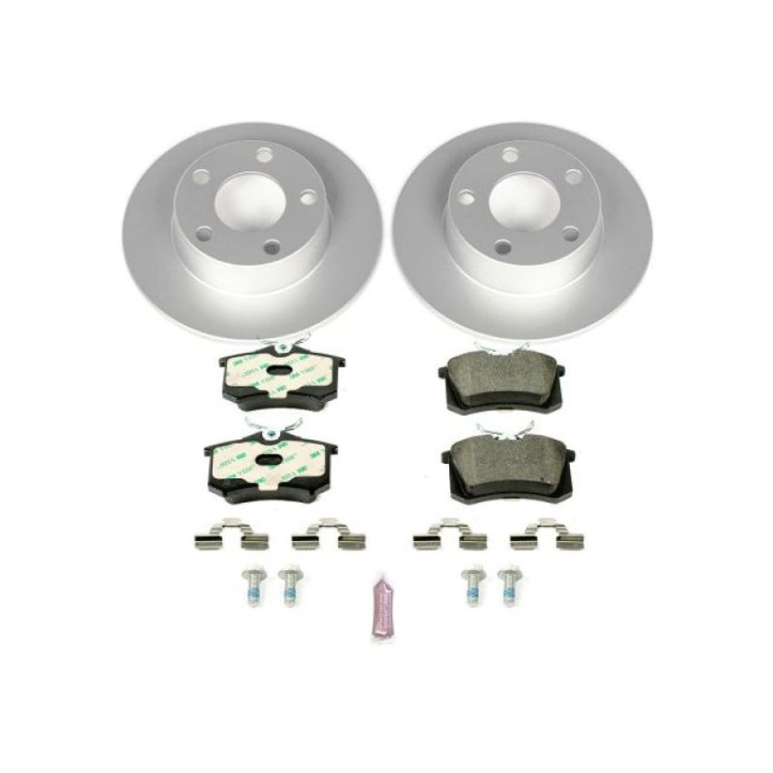 PowerStop ESK4845 Genuine Geomet Coated Rotors, ECE-R90 Brake Pads + Hardware Kit