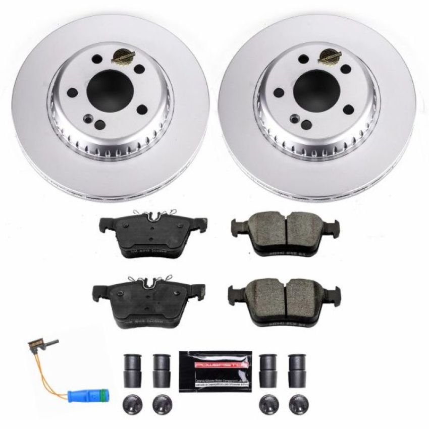 PowerStop CRK8047 Genuine Geomet Coated Rotor and Carbon-Fiber Ceramic Brake Pad Kit