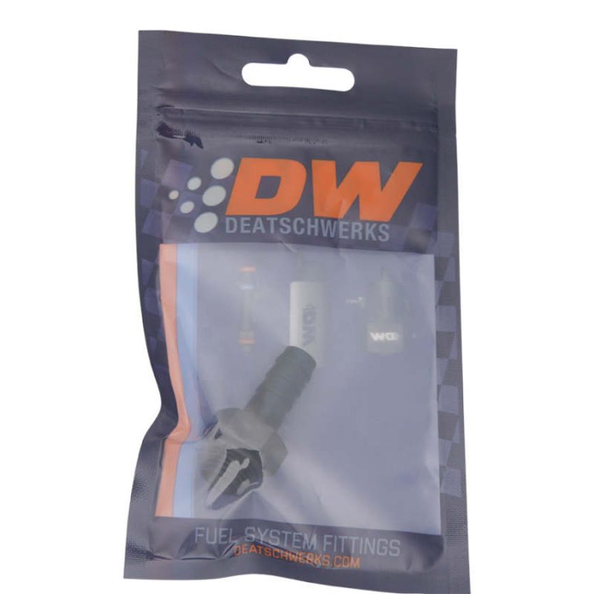 DeatschWerks 6-02-0501-B 6AN ORB Male to 3/8in Male Triple Barb Fitting (Incl O-Ring) - Anodized Matte Black