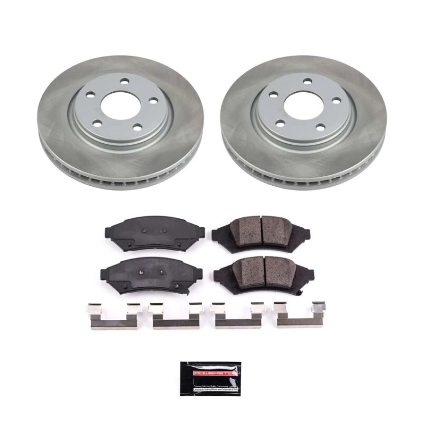 PowerStop SC1586 Semi-Coated Rotor and Low-Dust Ceramic Brake Pad Kit