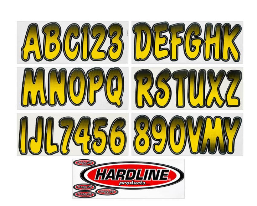 Hardline YEBKG200 Boat Lettering Registration Kit 3 in. - 200 Yellow/Black