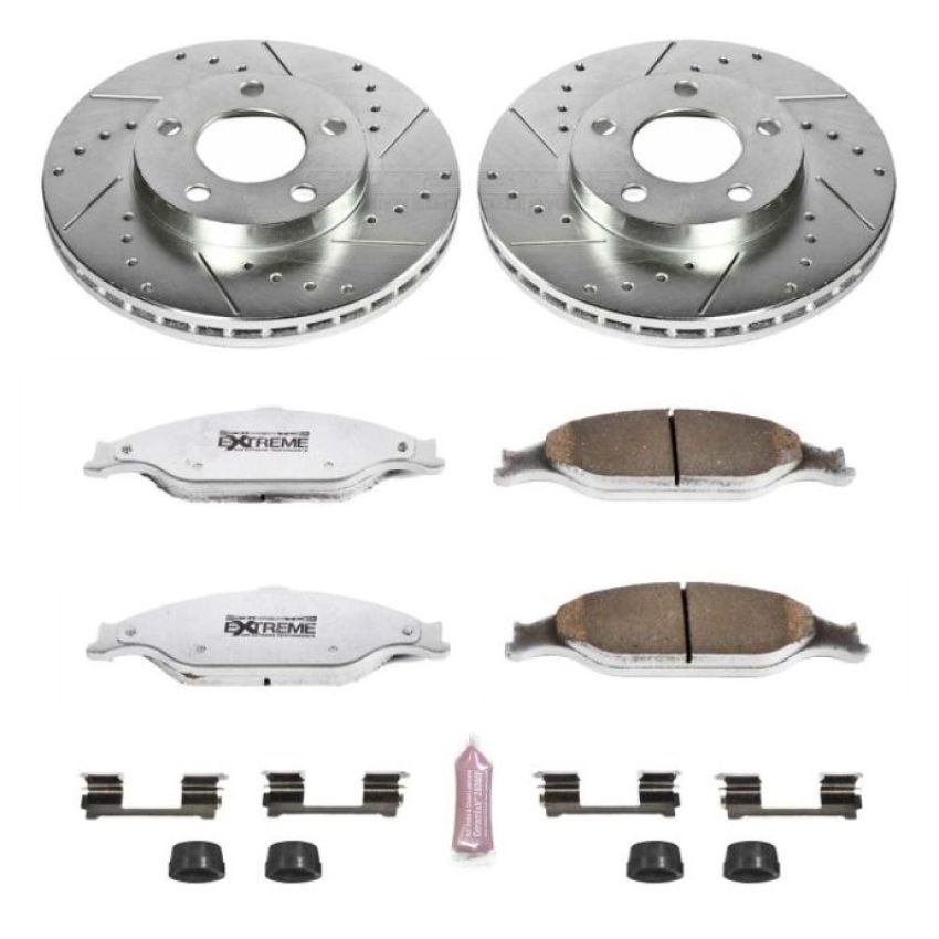 PowerStop K1301-26 Z26 Street Performance Ceramic Brake Pad and Drilled & Slotted Rotor Kit