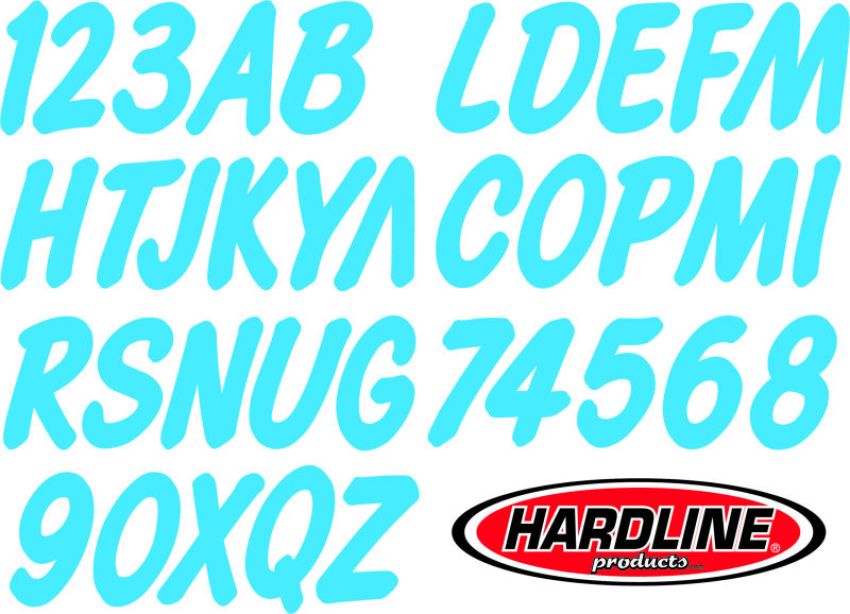 Hardline CYN400EC Boat Lettering Registration Kit 3 in. - 400 Cyan Blue Solid