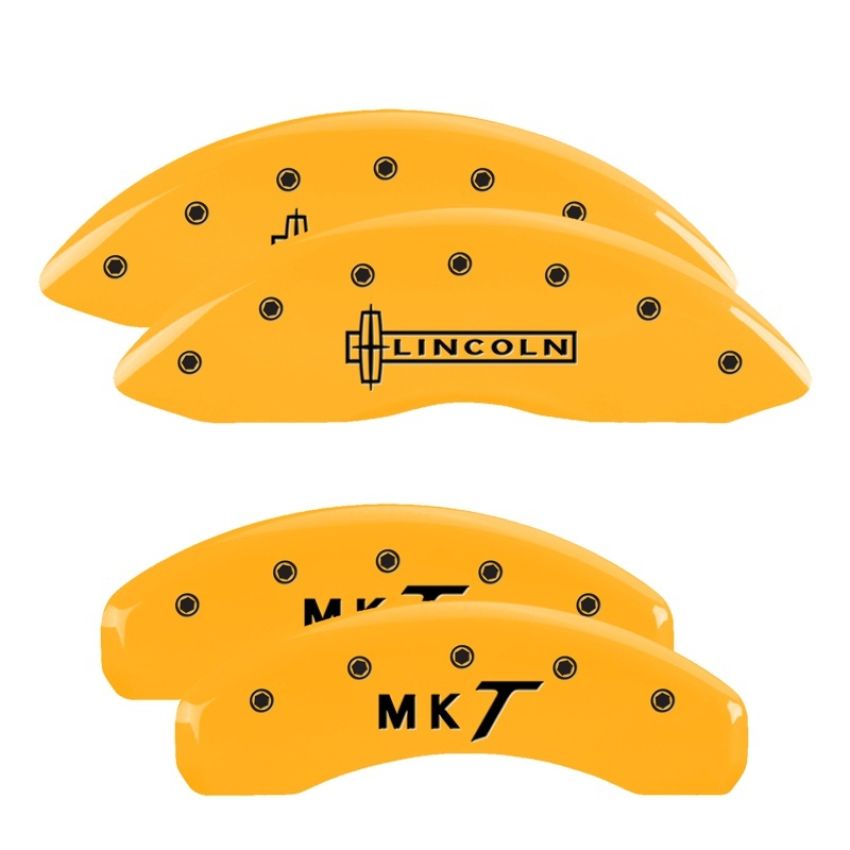 MGP 36015SLMTYL 4 Caliper Covers Engraved Front Lincoln Engraved Rear MKT Yellow finish black ch