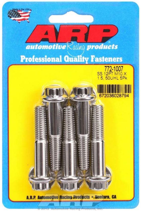 ARP ARP772-1007 S/S Bolt Kit - 12pt. (5) 10mm x 1.5 x 50mm