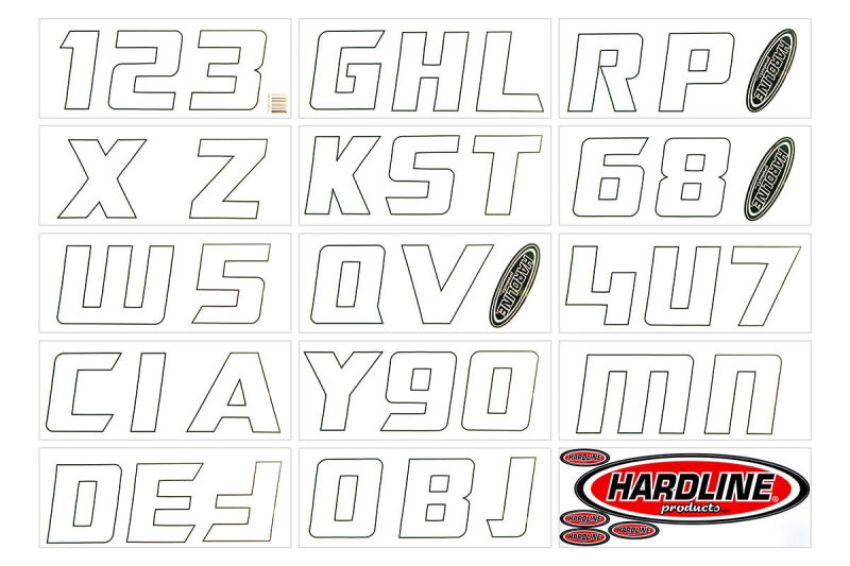 Hardline White900 Boat Lettering Registration Installation Kit 3 in. - 900 White