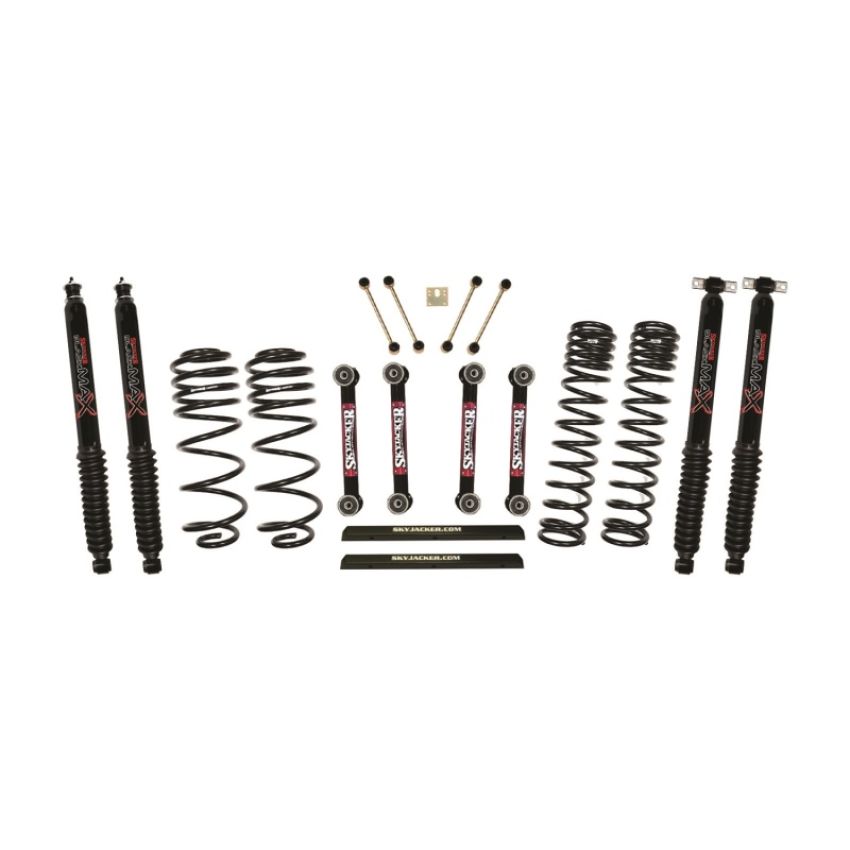 Skyjacker TJ401BPBLT Jeep TJ/LJ 4in Dual Rate Long Travel Front/Rear Kit w/ Black Max Shocks