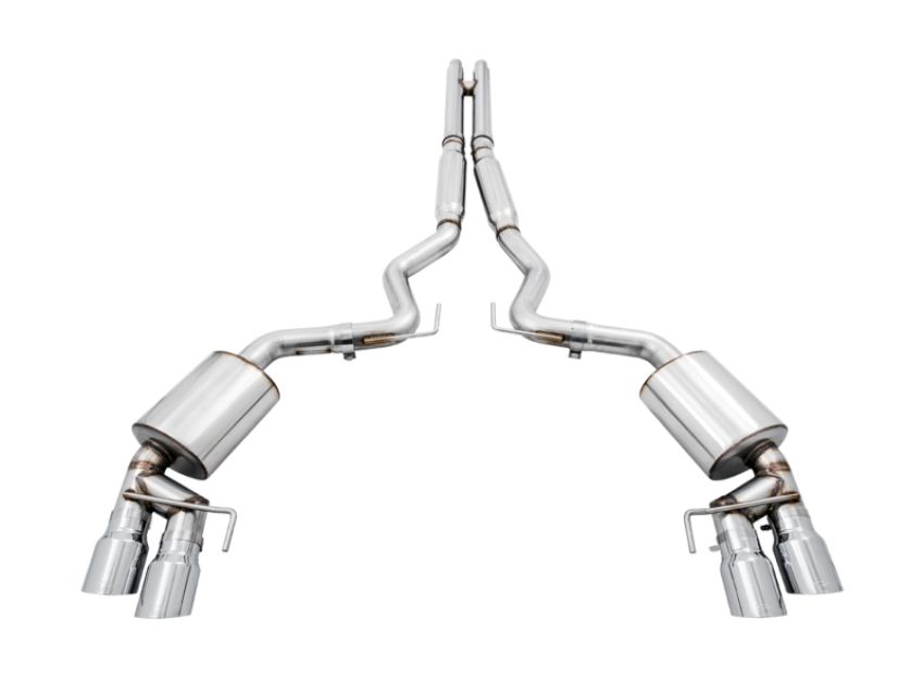 AWE Tuning 3015-42102 2018+ Ford Mustang GT (S550) Cat-back Exhaust - Touring Edition (Quad Chrome Silver Tips)