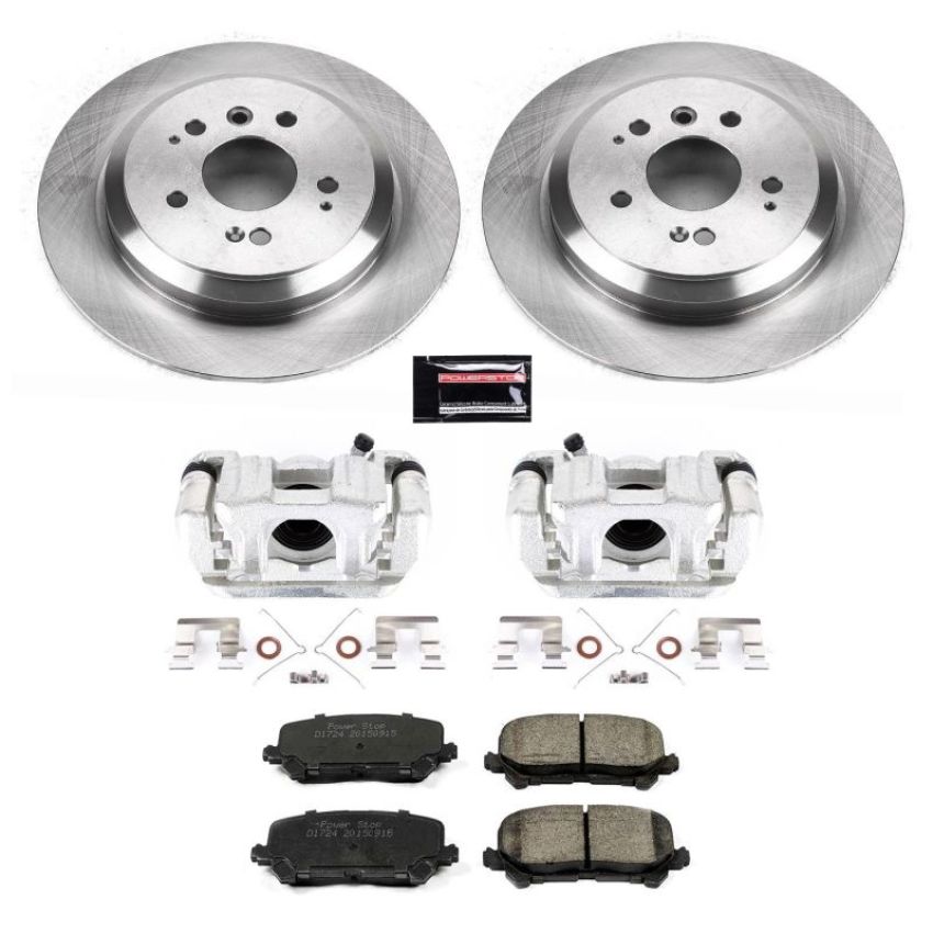 PowerStop KCOE7727 OE Stock Replacement Low-Dust Ceramic Brake Pad, Rotor and Caliper Kit