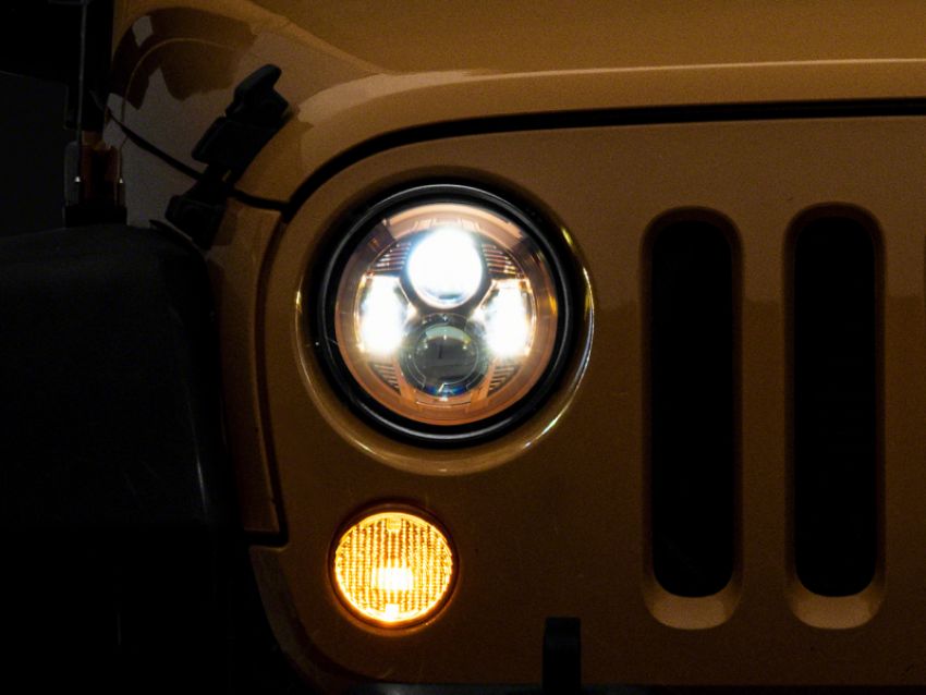 Raxiom J154700 07-18 Jeep Wrangler JK 7-In LED Headlights Orange Housing- Clear Lens