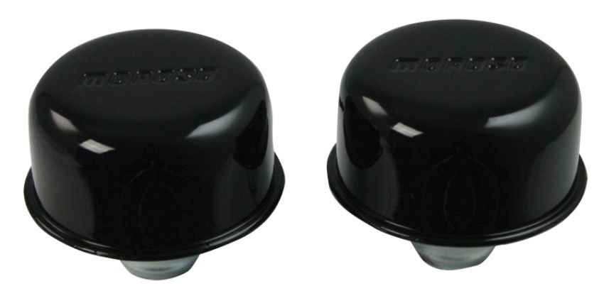 Moroso 68719 Valve Cover Breather - 1.22in Diameter - One Piece Push-In Type - Black Powder Coat