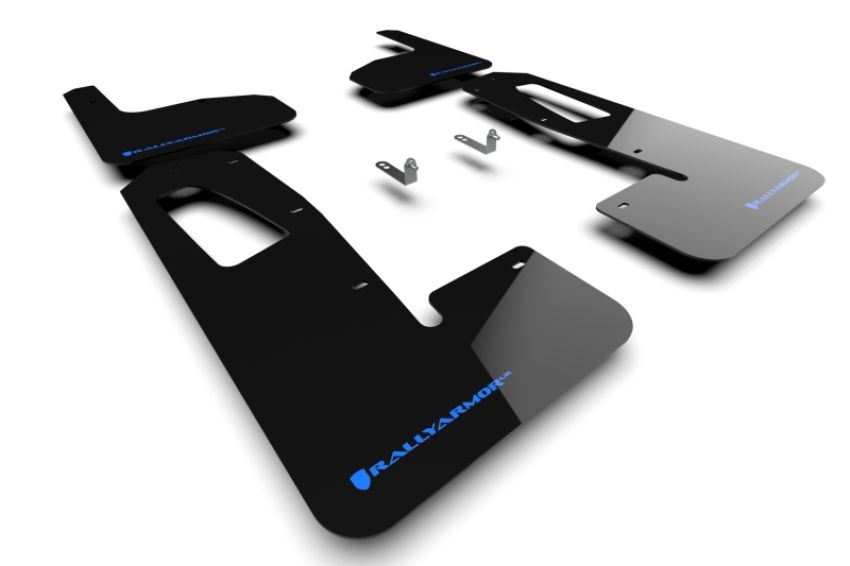 Rally Armor MF18-UR-BLK/NB Black Mud Flap/Light Blue Logo