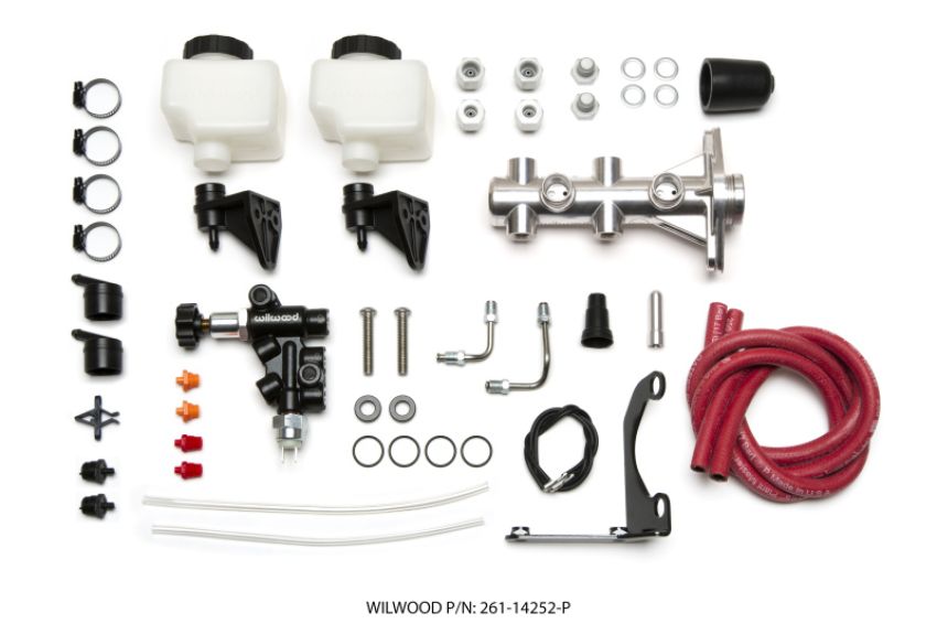Wilwood 261-14252-P Tandem Remote M/C Kit w L/H Brkt & Prop Valve - 1 1/8in Bore Ball Burnished