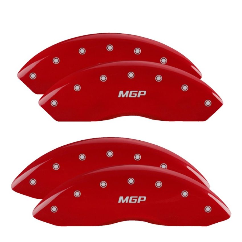 MGP 39015SMGPRD 4 Caliper Covers Engraved Front & Rear  Red finish silver ch
