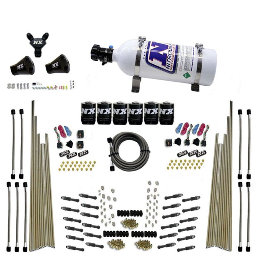 Nitrous Express 93206-05 8 CYL DRY DIRECT PORT, THREE STAGE, 6 SOLENOIDS, WITH 5LB BOTTLE (200-600HP)