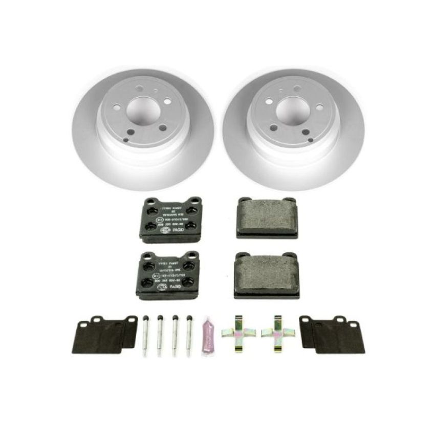PowerStop ESK3145 Genuine Geomet Coated Rotors, ECE-R90 Brake Pads + Hardware Kit