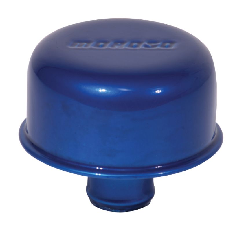 Moroso 68717 Valve Cover Breather - 1.22in Diameter - One Piece Push-In Type - Blue Powder Coat