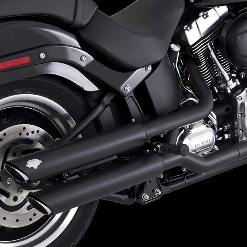 Vance and Hines 46343 Vance & Hines HD Softail 07-17 Fatboy Twin Slash Chrome Slip-On Exhaust