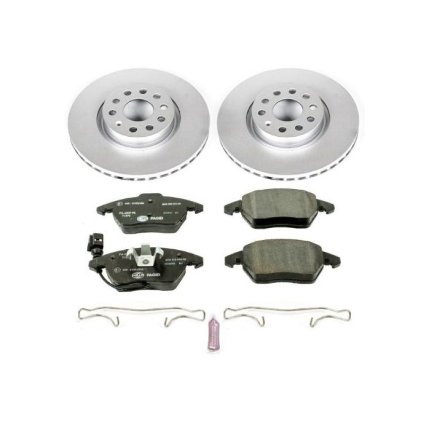 PowerStop ESK2259 Genuine Geomet Coated Rotors, ECE-R90 Brake Pads + Hardware Kit