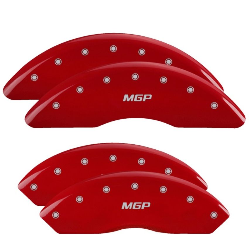 MGP 14008SMGPRD 4 Caliper Covers Engraved Front & Rear  Red finish silver ch