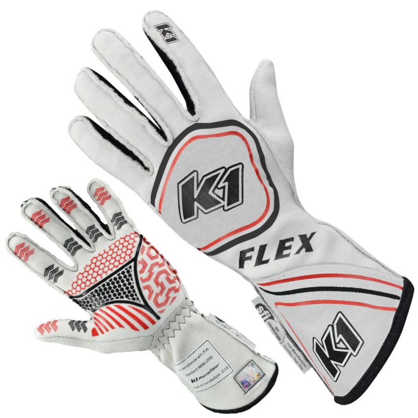 K1 RACEGEAR K1R23-FLX-W-S Glove Flex Small White SFI / FIA