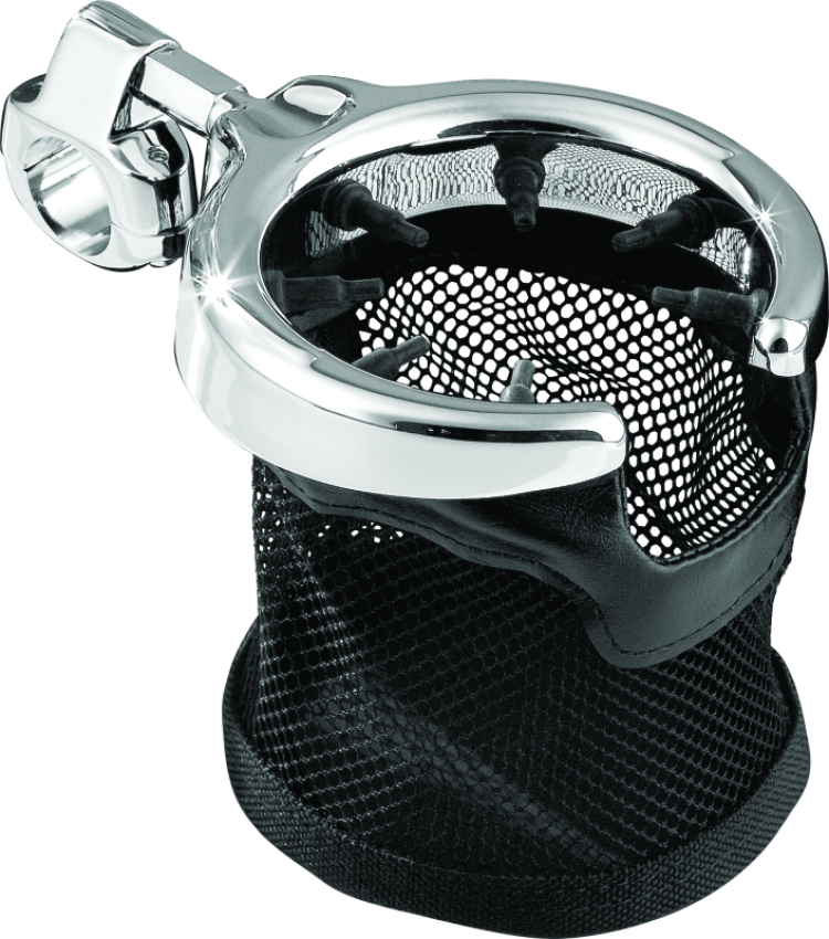 Kuryakyn 1422 Mesh Basket Universal Drink Holder 1in Clamp Chrome
